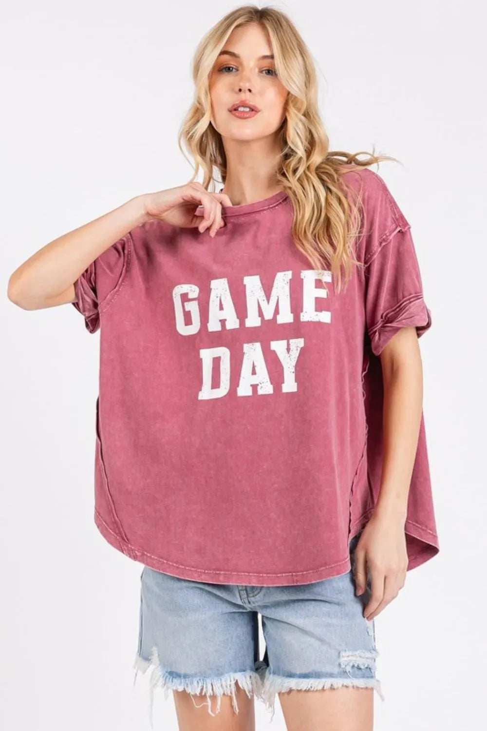 Mittoshop GAME DAY Round Neck Short Sleeve T-Shirt - Trendsi - Flyclothing LLC