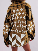 Collared Neck Long Sleeve Cardigan - Trendsi - Flyclothing LLC