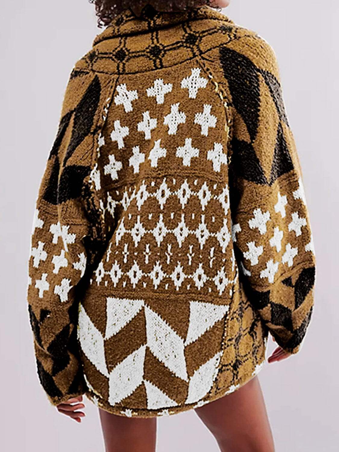 Collared Neck Long Sleeve Cardigan - Trendsi - Flyclothing LLC