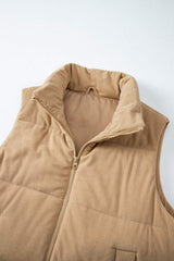 Pocketed Zip Up Turtleneck Vest Coat - Trendsi - Flyclothing LLC