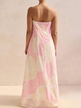 Smocked Printed Tube Maxi Dress - Trendsi - Flyclothing LLC