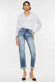 Kancan High Rise Cuffed Straight Jeans - Trendsi