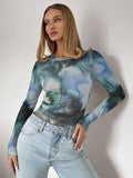 Tie-Dye Round Neck Long Sleeve T-Shirt - Trendsi