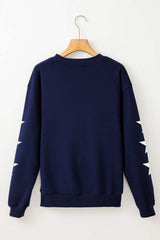 GAME DAY Star Round Neck Long Sleeve Sweatshirt - Trendsi - Flyclothing LLC