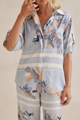 Printed Button Up Shirt and Pants Set - Trendsi - Flyclothing LLC