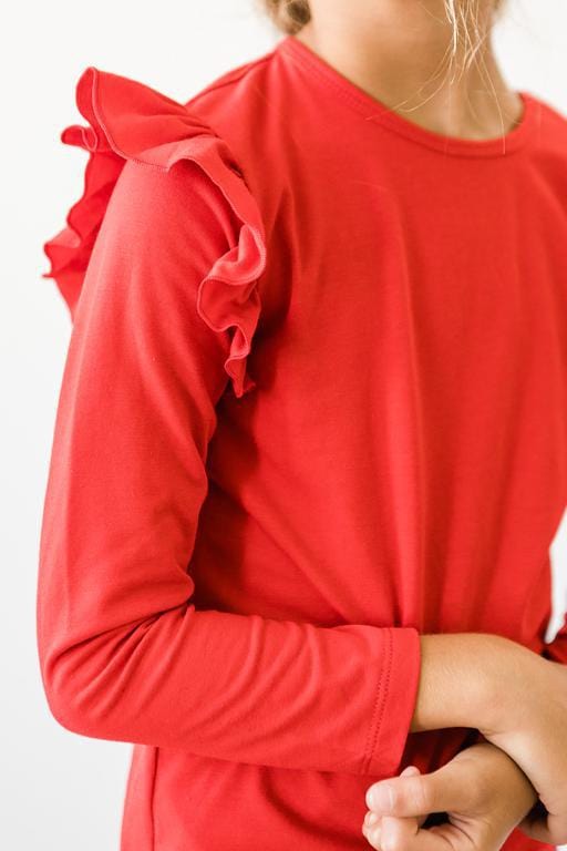 Red L/S Ruffle Tee - Mila & Rose ®