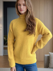 Turtleneck Long Sleeve Sweater - Trendsi
