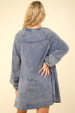 VERY J Mineral Washed Oversized A-Line Mini Dress - Trendsi