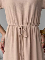 Casual Drawstring Waist Midi Dress - Trendsi - Flyclothing LLC