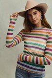 SO ME Mardi Gras Color Stripe Stretch Mesh Top - Trendsi - Flyclothing LLC