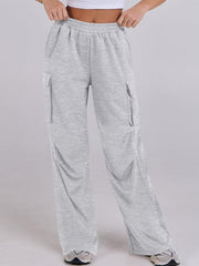 Elastic Waist Wide Leg Pants with Pockets - Trendsi