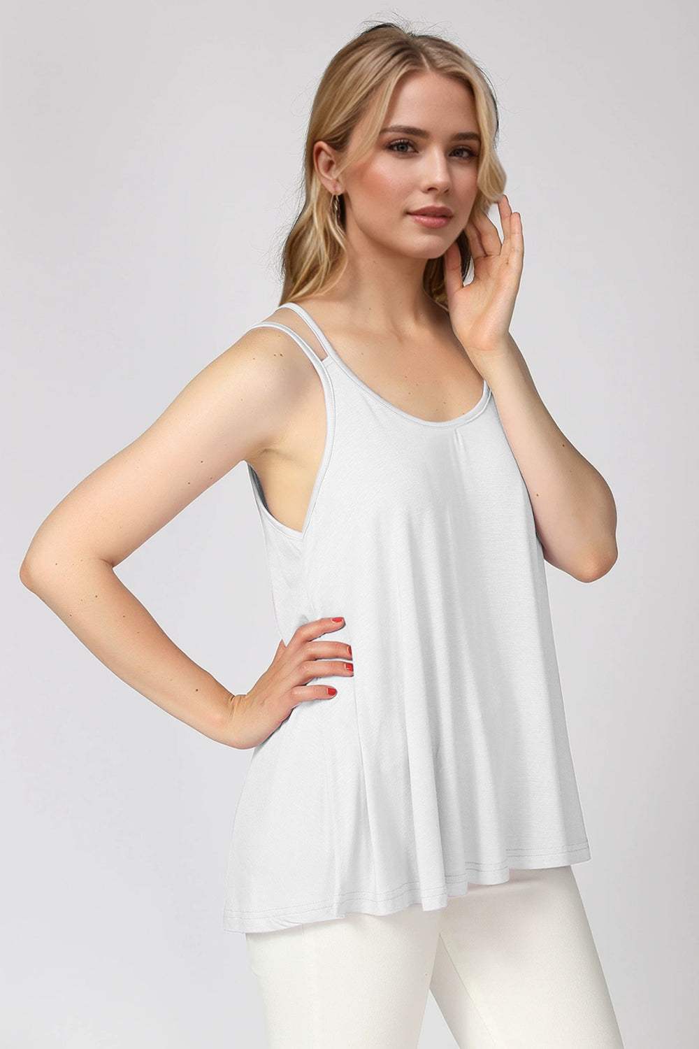Basic Bae Bamboo Scoop Neck Double Spaghetti Straps Cami - Trendsi - Flyclothing LLC