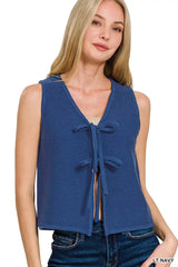 Zenana Tie Front Sweater Vest - Trendsi - Flyclothing LLC