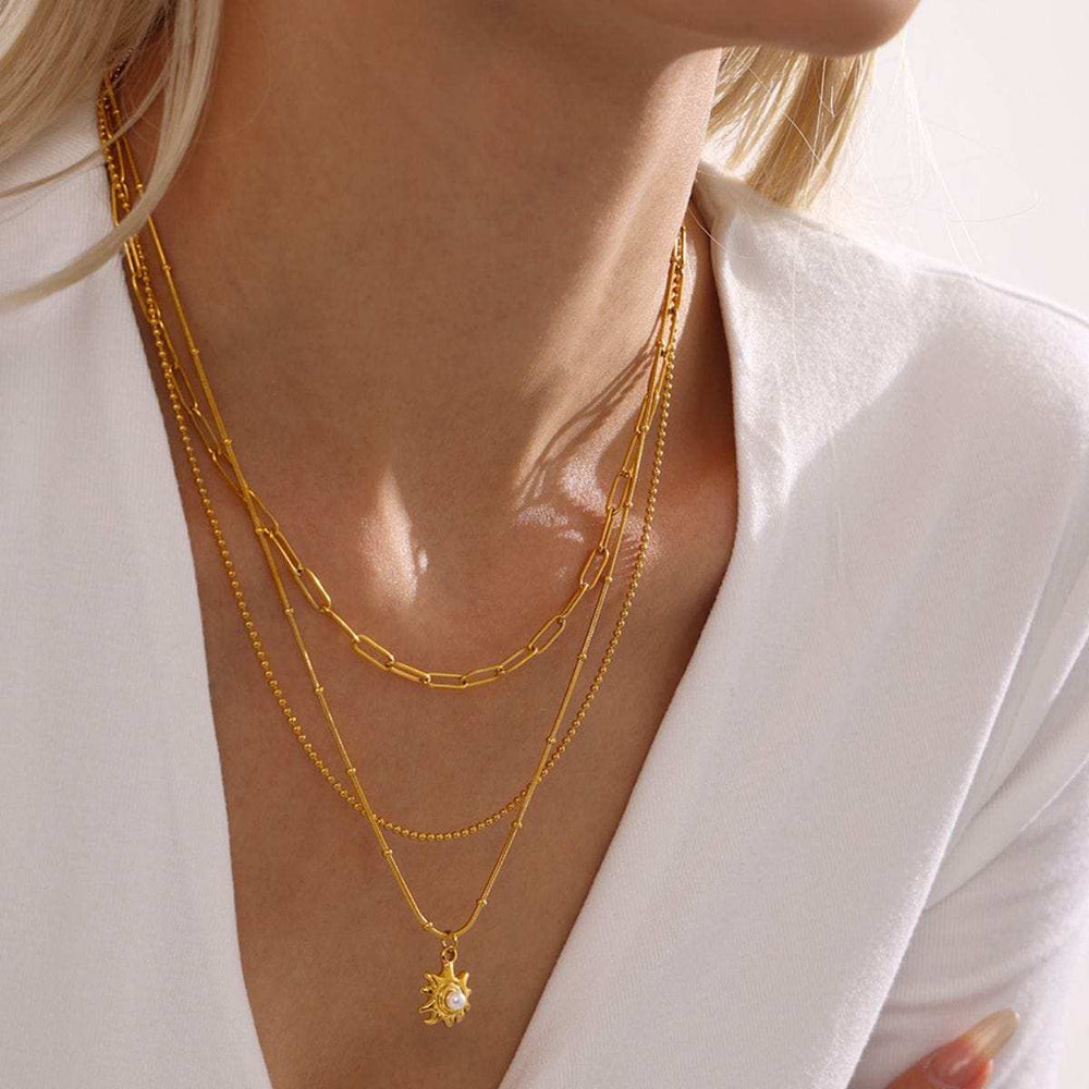 18K Gold-Plated Shell Pearl Necklace - Trendsi - Flyclothing LLC