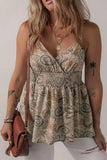 Paisley Printed Smocked Babydoll Cami - Trendsi