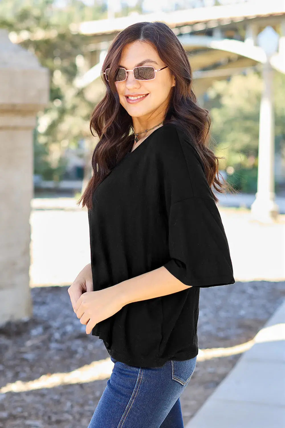 Basic Bae Full Size Round Neck Drop Shoulder T-Shirt - ShopBasicbae - Flyclothing LLC