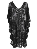 Lace V-Neck Half Sleeve Cover-Up - Trendsi