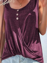 Full Size Decorative Button Round Neck Tank Plus Size - Trendsi - Flyclothing LLC