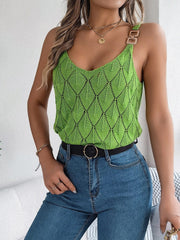 Openwork Scoop Neck Knit Vest - Trendsi