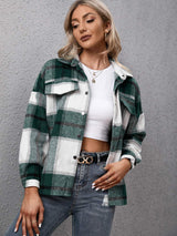 Ivy Lane Plaid Long Sleeve Shirt Jacket - Trendsi - Flyclothing LLC