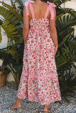 Floral Lace Tied Strap Square Neck Dress with Pockets - Trendsi
