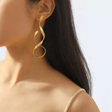 Alloy Spiral Drop Earrings - Trendsi - Flyclothing LLC