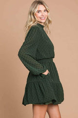 Culture Code Swiss Dot Smock Neck Mini Dress with Pockets - Trendsi - Flyclothing LLC
