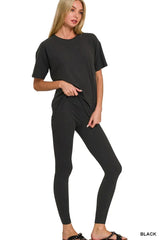 Zenana Full Size Brushed Dty Microfiber Short Sleeve Top and Pants Loungewear Set Plus Size - Trendsi - Flyclothing LLC