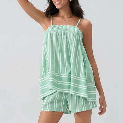 Smocked Square Neck Cami and Shorts Set - Trendsi - Flyclothing LLC