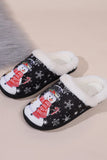 Snowman Round Toe Faux Fur Slippers - Trendsi