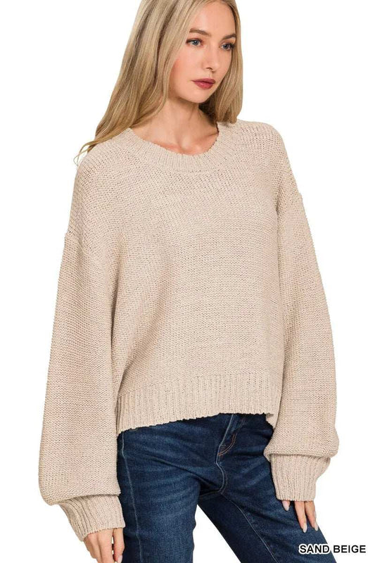 Zenana Oversized Baloon Sleeve Sweater - Trendsi - Flyclothing LLC