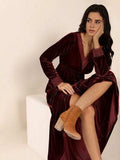Lace Detail V-Neck Long Sleeve Dress - Trendsi - Flyclothing LLC