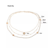 Multi-Layered Pearl and Coin Pendant Necklace - Trendsi - Flyclothing LLC
