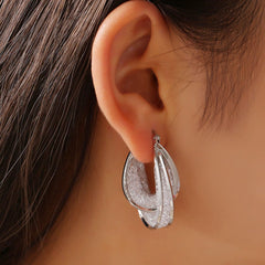 Copper Glass Stone U Shape Earrings - Trendsi