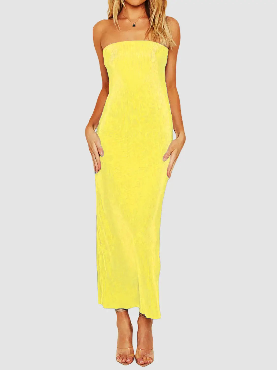Lace-Up Back Tube Maxi Dress - Trendsi - Flyclothing LLC