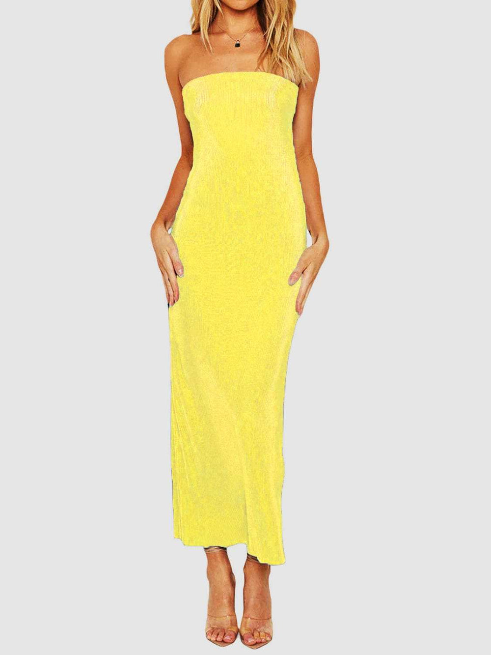 Lace-Up Back Tube Maxi Dress - Trendsi - Flyclothing LLC