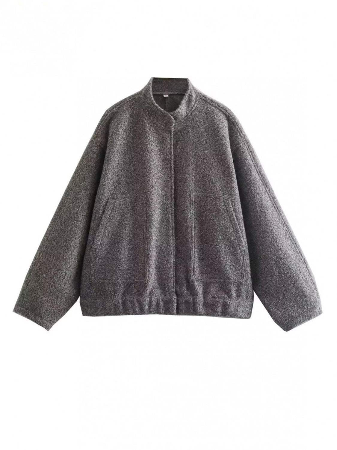 Full Size Snap Down Drop Shoulder Jacket - Trendsi - Flyclothing LLC