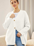 Button Down V-Neck Long Sleeve Cardigan - Trendsi - Flyclothing LLC