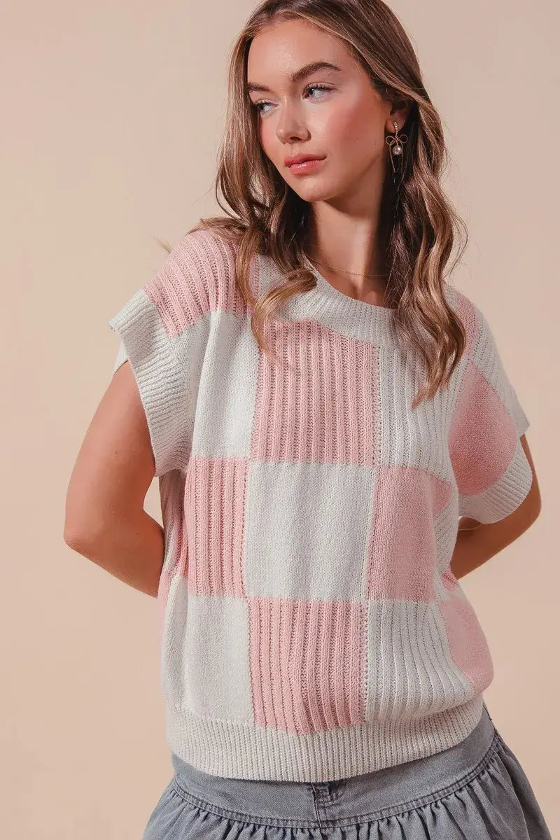 SO ME Check Plaid Casual Sweater Top - Trendsi - Flyclothing LLC