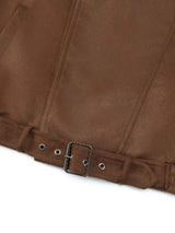 Asymmetrical Zipper Moto Jacket with Belt Detail - Trendsi - Flyclothing LLC