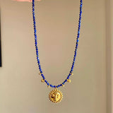 14K Gold-Plated Bead Sun Pendant Necklace - Trendsi - Flyclothing LLC