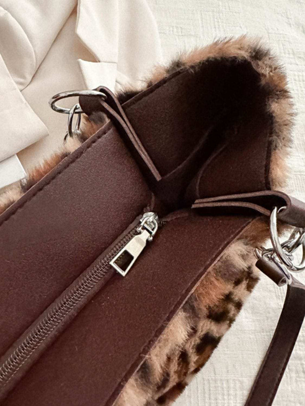 Faux Fur Leopard Shoulder Bag - Trendsi - Flyclothing LLC