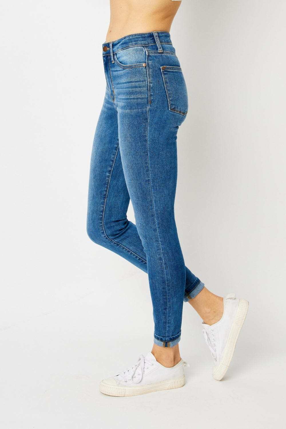 Judy Blue Full Size Cuffed Hem Skinny Jeans - Trendsi - Flyclothing LLC