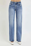 RISEN Full Size High Rise Straight Leg Jeans with Pockets - Trendsi - Flyclothing LLC