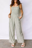 Smocked Bodice Square Neck Sleeveless Floral Jumpsuit - Trendsi - Flyclothing LLC