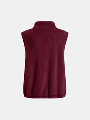 Full Size Fuzzy Zip Up Vest Coat with Pockets - Trendsi