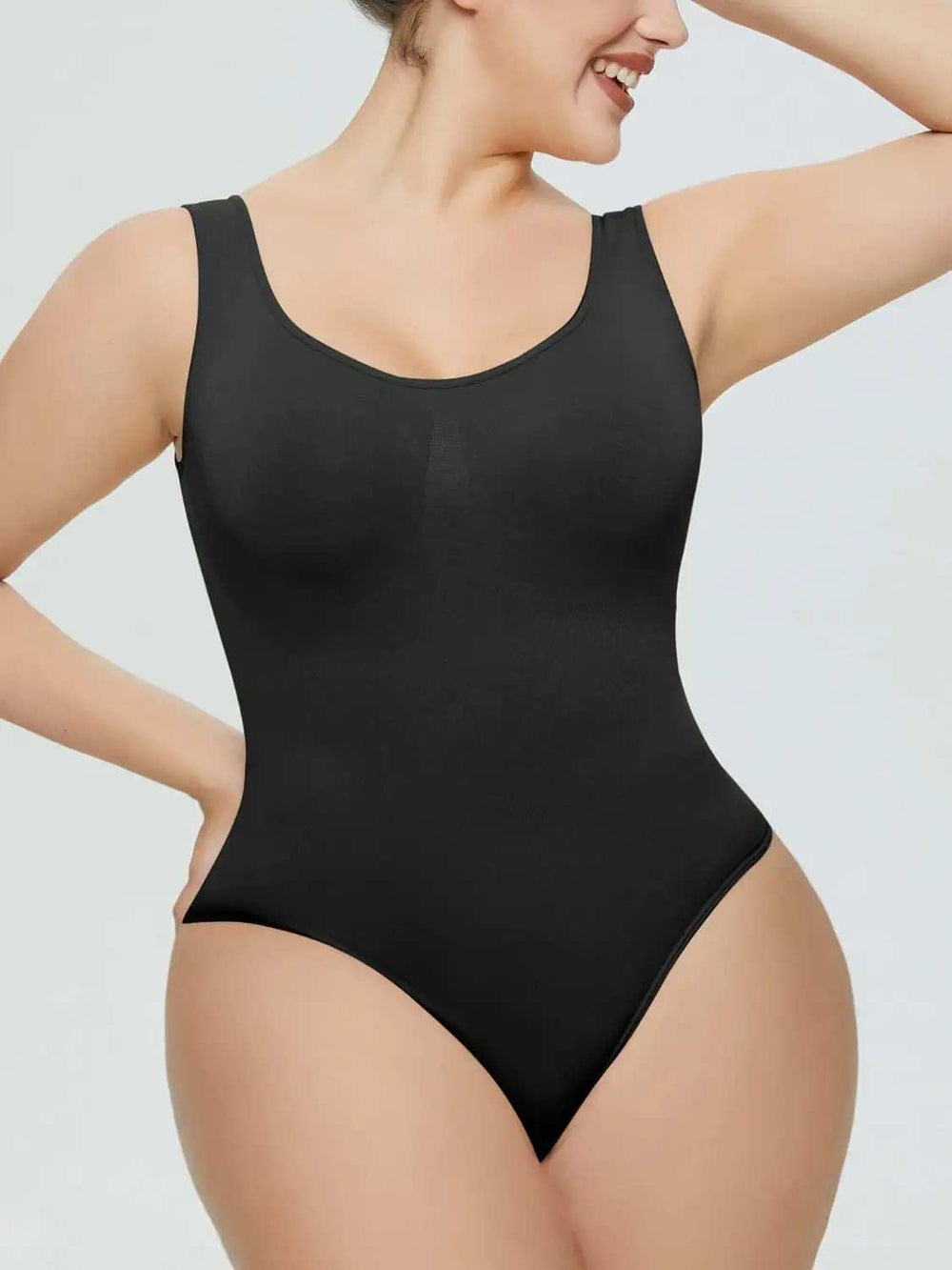 Scoop Neck Wide Strap Shaping Bodysuit - Trendsi - Flyclothing LLC