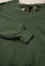 Tied Back V-Neck Long Sleeve Sweater - Trendsi - Flyclothing LLC