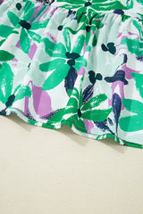 Floral Print Shirred Square Neck Loose Fit Mini Dress - Trendsi - Flyclothing LLC