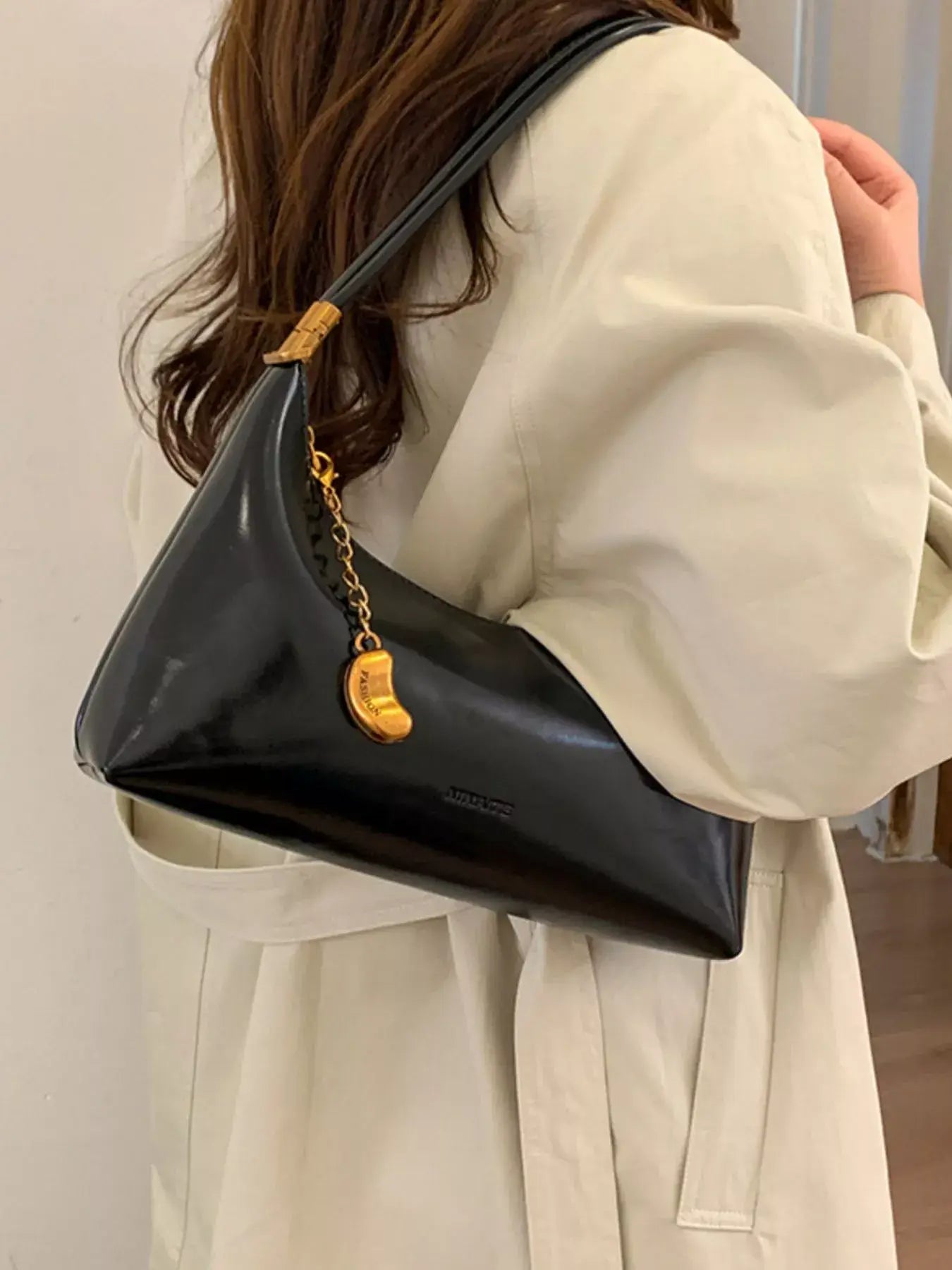 Chain Charm Leather Shoulder Bag - Trendsi - Flyclothing LLC